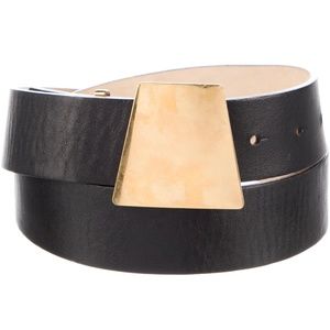 Akris Black leather belt with gold buckle